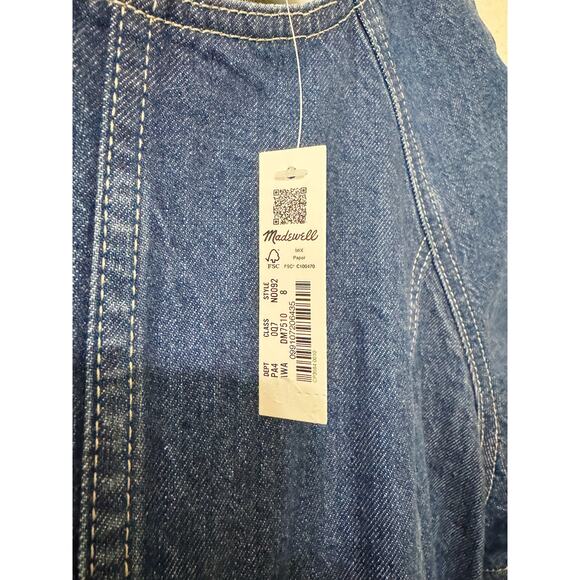 NWT Madewell Denim Puff-Sleeve Midi Dress Allister Wash Blue Jean Dress Size 8 - Picture 6 of 6